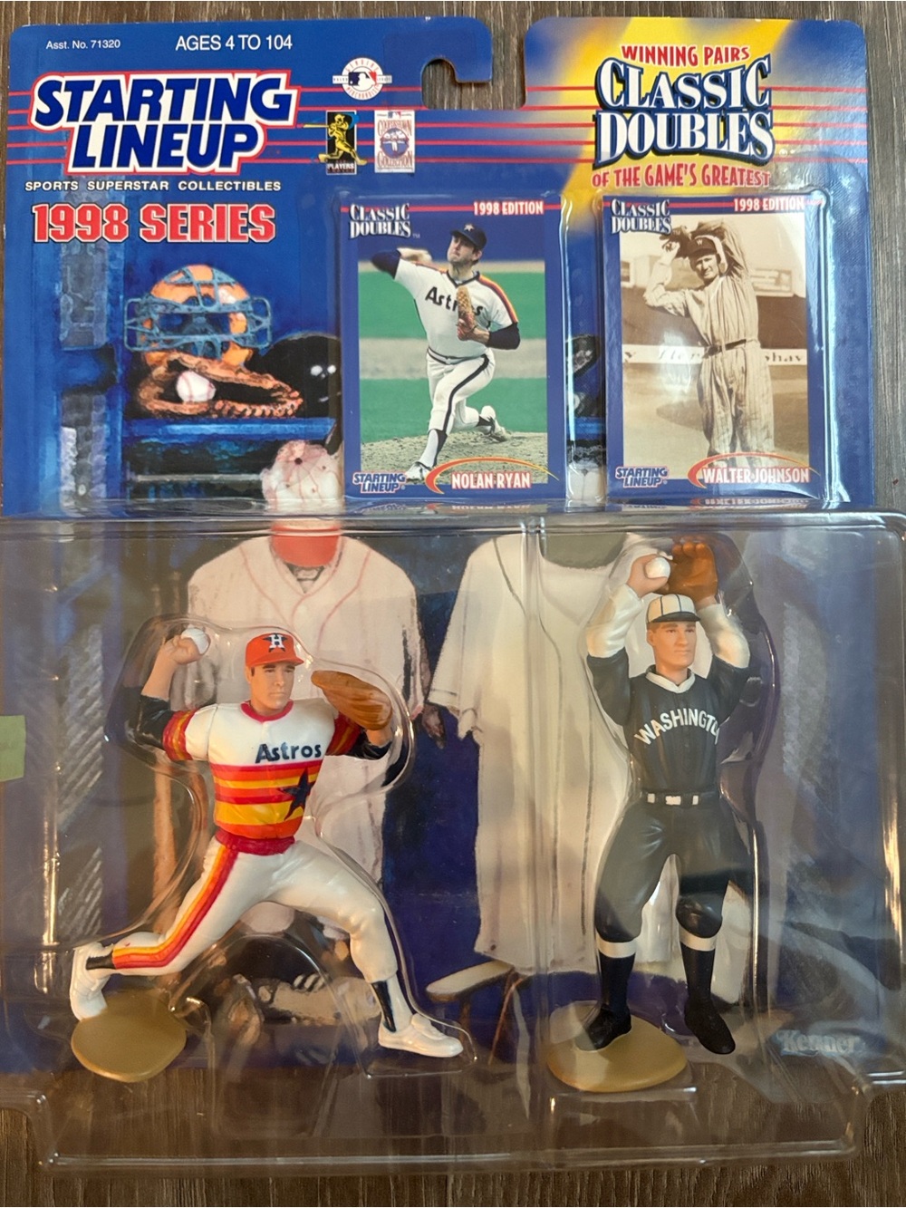 Brand new never opened
1998 Kenner Starting Lineup
Nolan Ryan and Walter Johnson